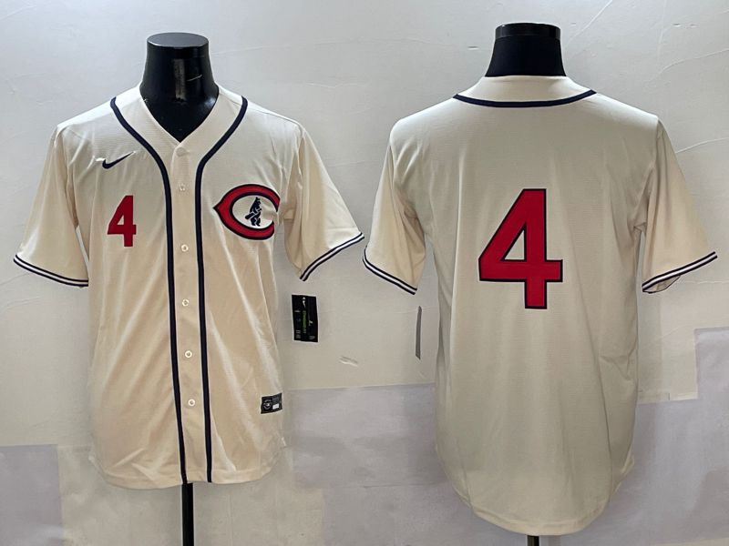 Men Chicago Cubs #4 No Name Cream Throwback 2025 Nike MLB Jersey style 3->chicago cubs->MLB Jersey